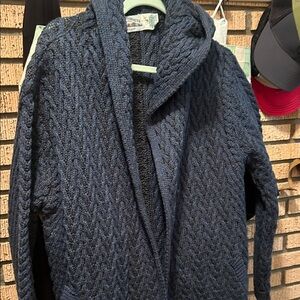 Aran Crafts Deep Blue Cable Knit Cardigan